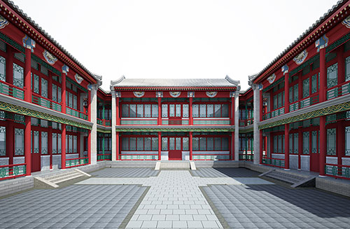 周口北京四合院设计古建筑鸟瞰图展示
